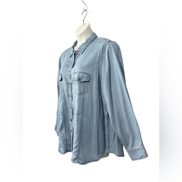 Penningtons, Plus Size Lyocell Denim Shirt, 2X, Blue - Picture 5 of 8
